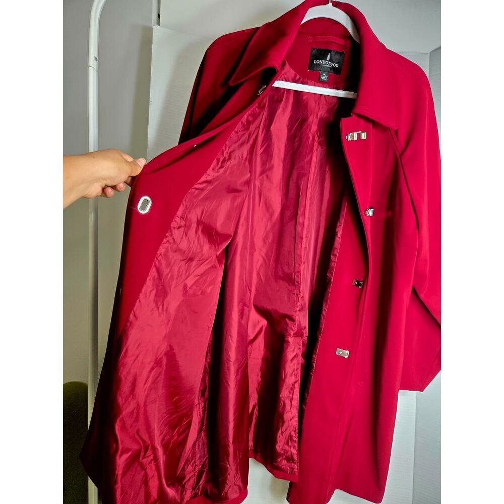 London Fog Rain Trench Coat Size 1x Red Outdoor R… - image 6